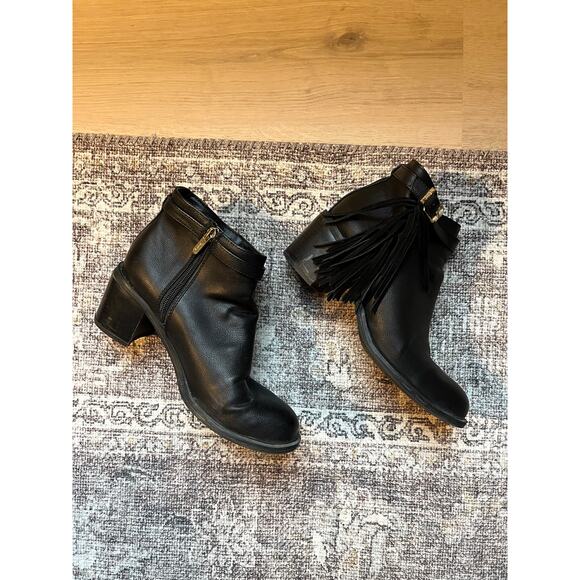 Circus Sam Edelman Jolie Black Fringe Ankle Boots Womens 8 Boho Moto Biker - Picture 9 of 10